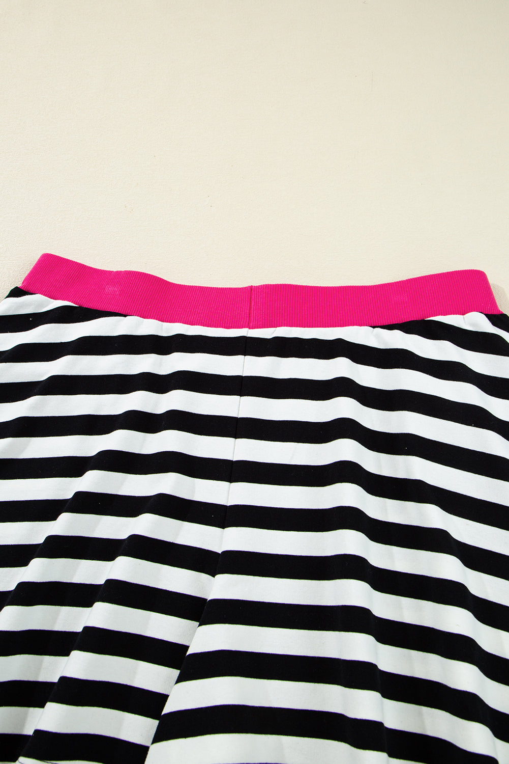Black Stripe Color Block Edge Pullover and Shorts PLus Size Set