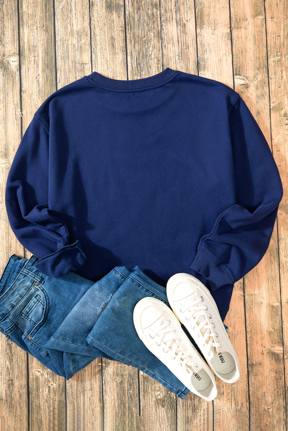 Russet Orange Solid Fleece Lined Drop Shoulder Terry Sweatshirt