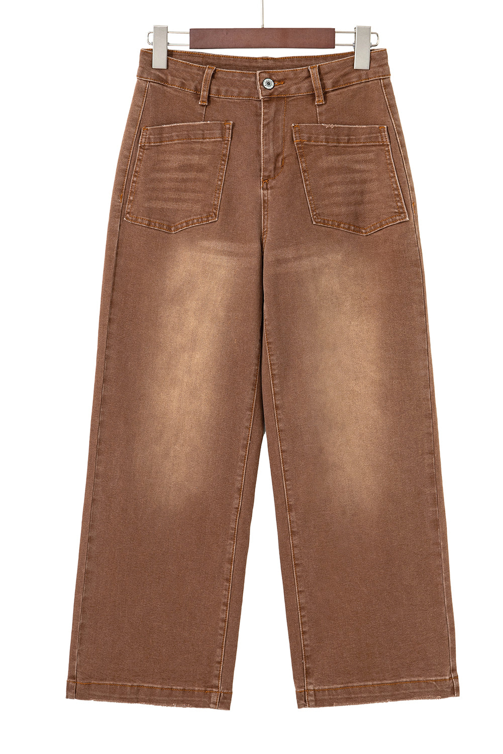 Brown Mimimalist Patch Pocket Womens Shift Jeans