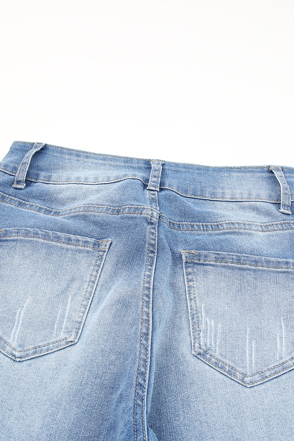 High Waist Distressed Straight Leg Jeans