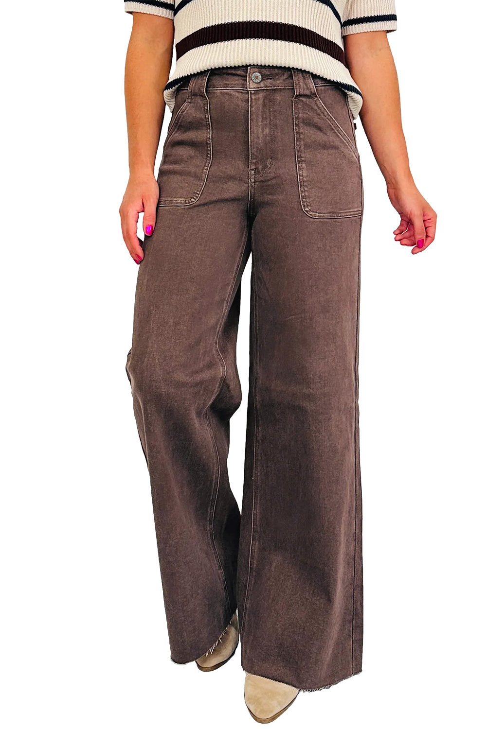 Dusk Blue Retro Washed Patch Pocket Loose Jeans