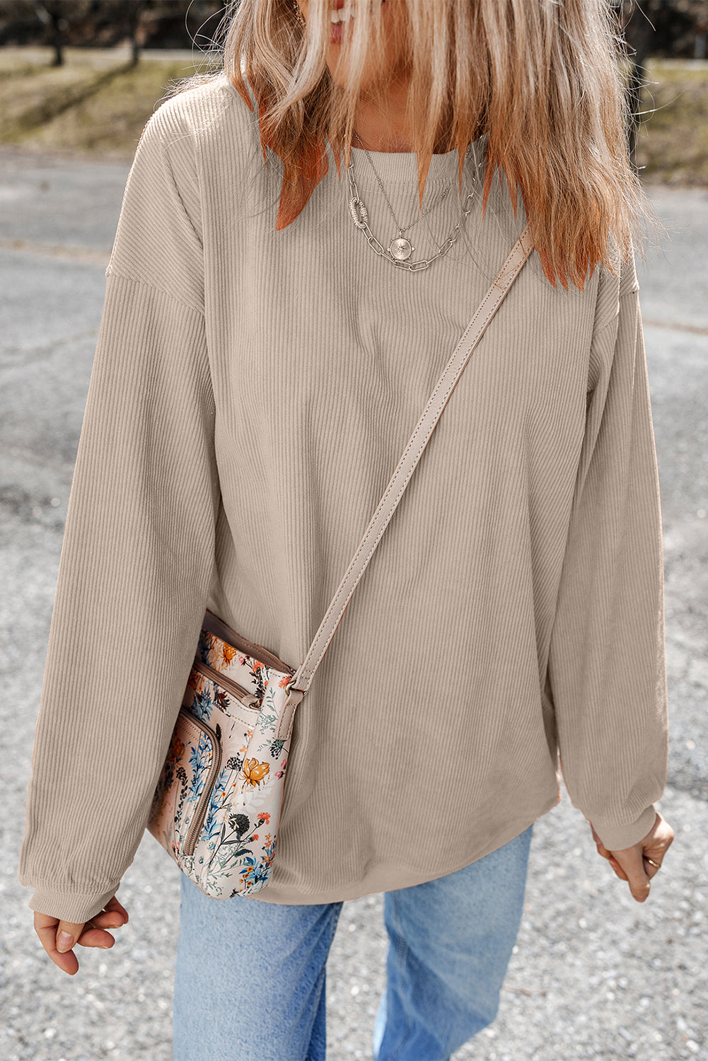 Grass Green Ribbed Corded Oversized Sweatshirt