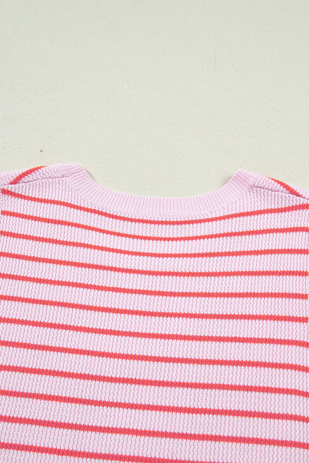 Pink Stripe Textured Knit Sleeveless Casual Sweater Top