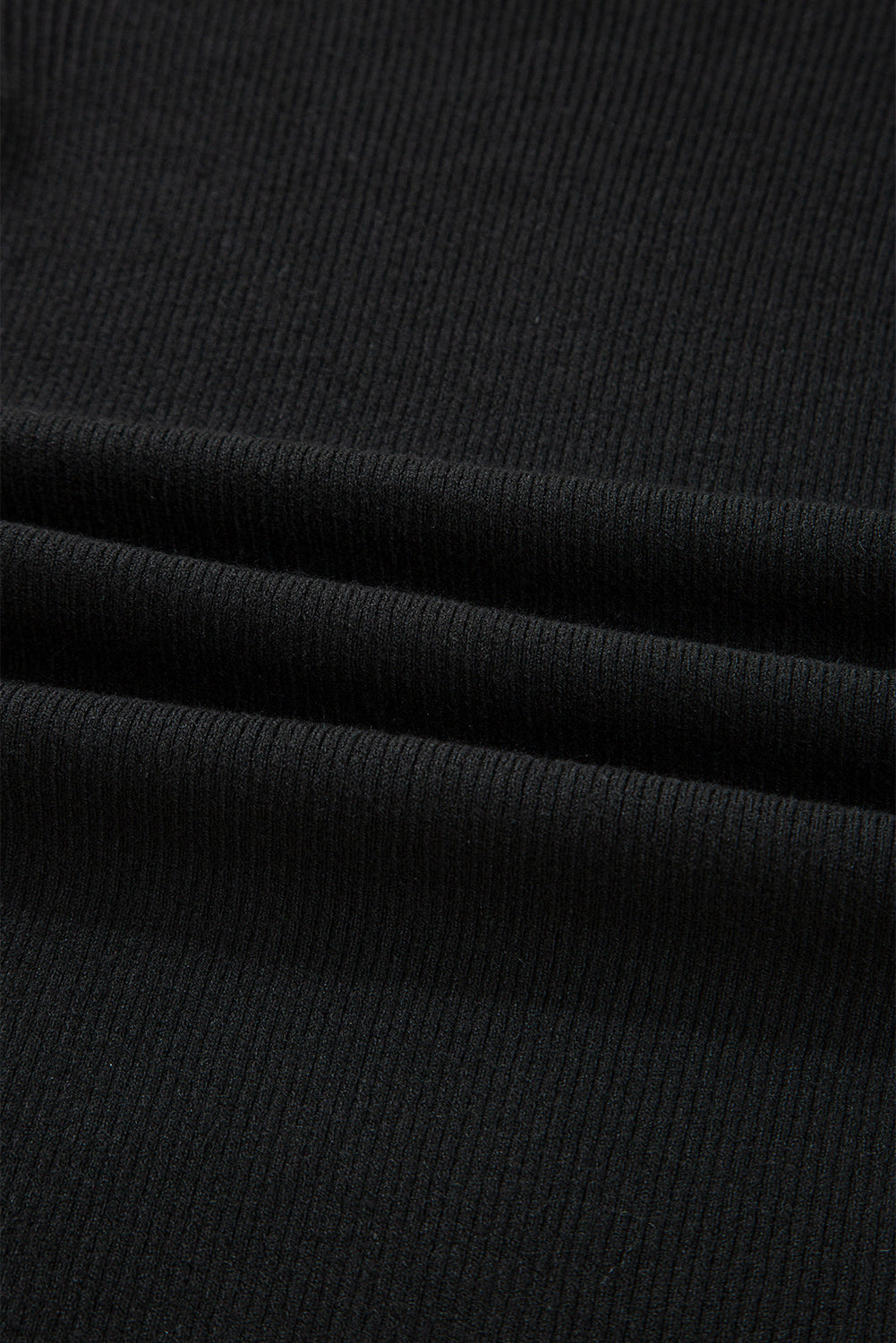 Black Ribbed Knit Cold Shoulder Sweater