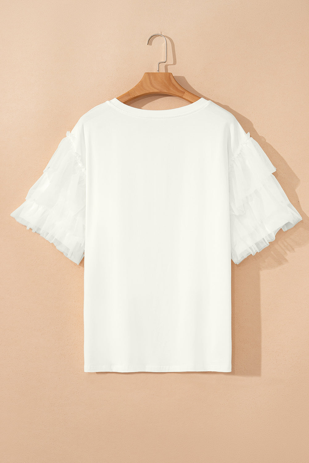 Dark Green Tulle Ruffle Sleeve Blouse
