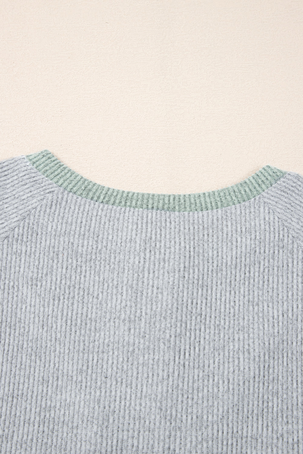 Contrast Ribbed Loose Fit Long Sleeve Top