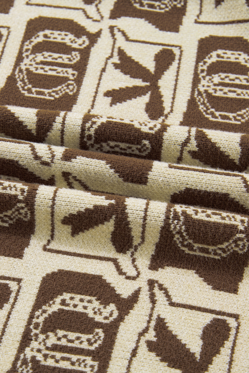 Brown Bows & Horseshoes Pattern Western Fashion Print Sweater