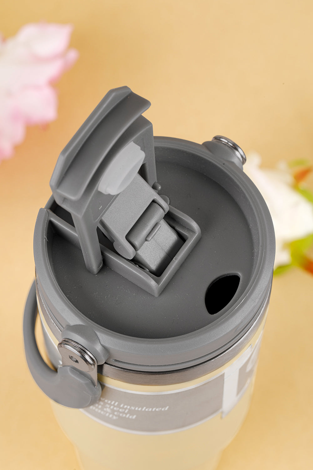 Peach Blossom Minimalist Insulated Vacuum Cup with Handle 30oz