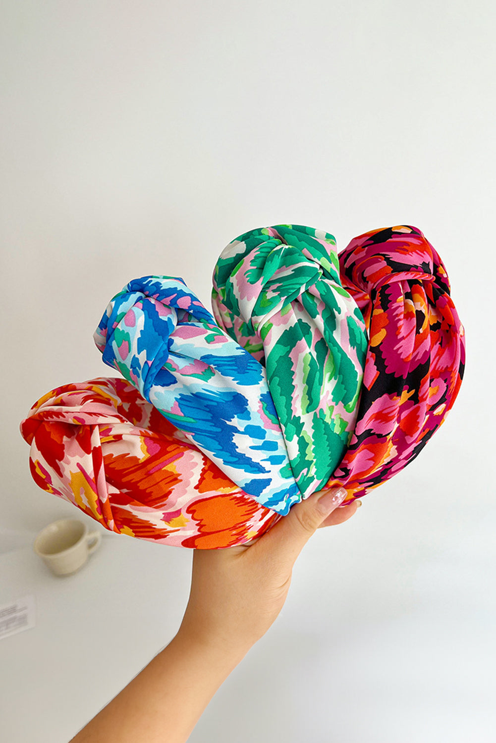 Blue Bohemian Vacation Fashion Print Twisted Hair Band