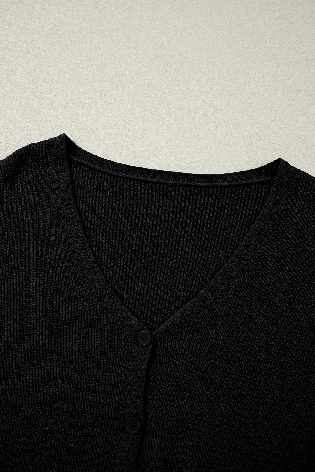 Moss Green Lightweight Ribbed Knit Button Front V Neck Cardigan