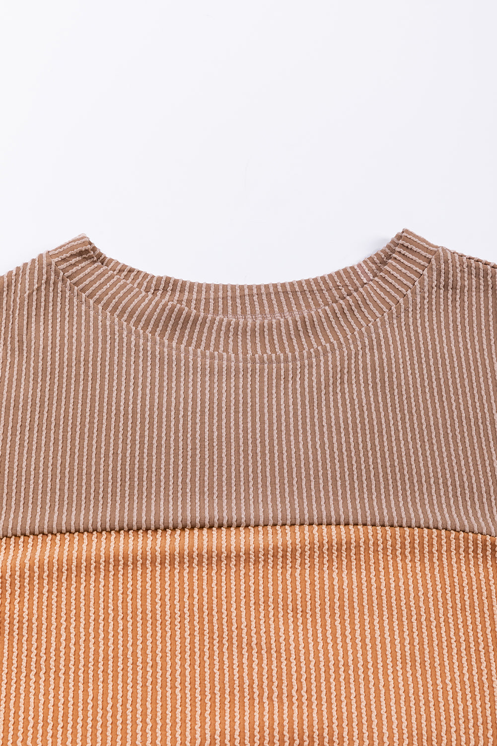 Pale Chestnut Color Block Corded Long Sleeve Top