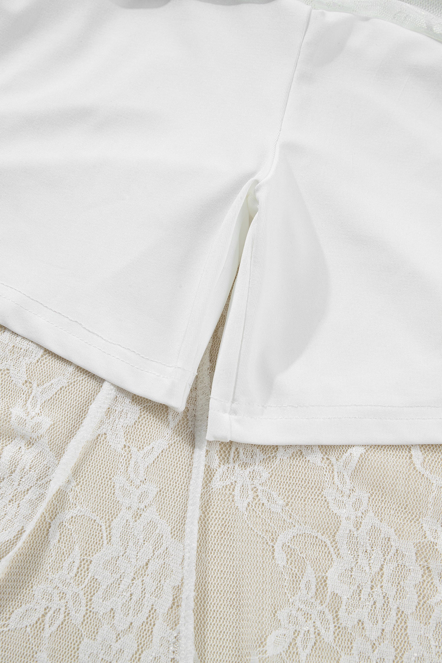 White Sheer Floral Lace Flowy Maxi Skirt