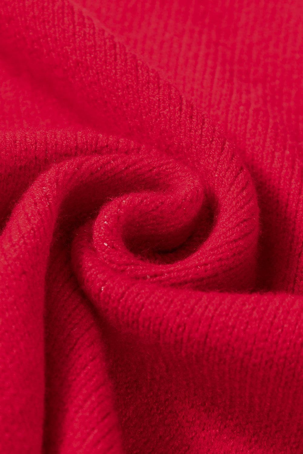 Fiery Red Merry Letter Embroidered High Neck Sweater