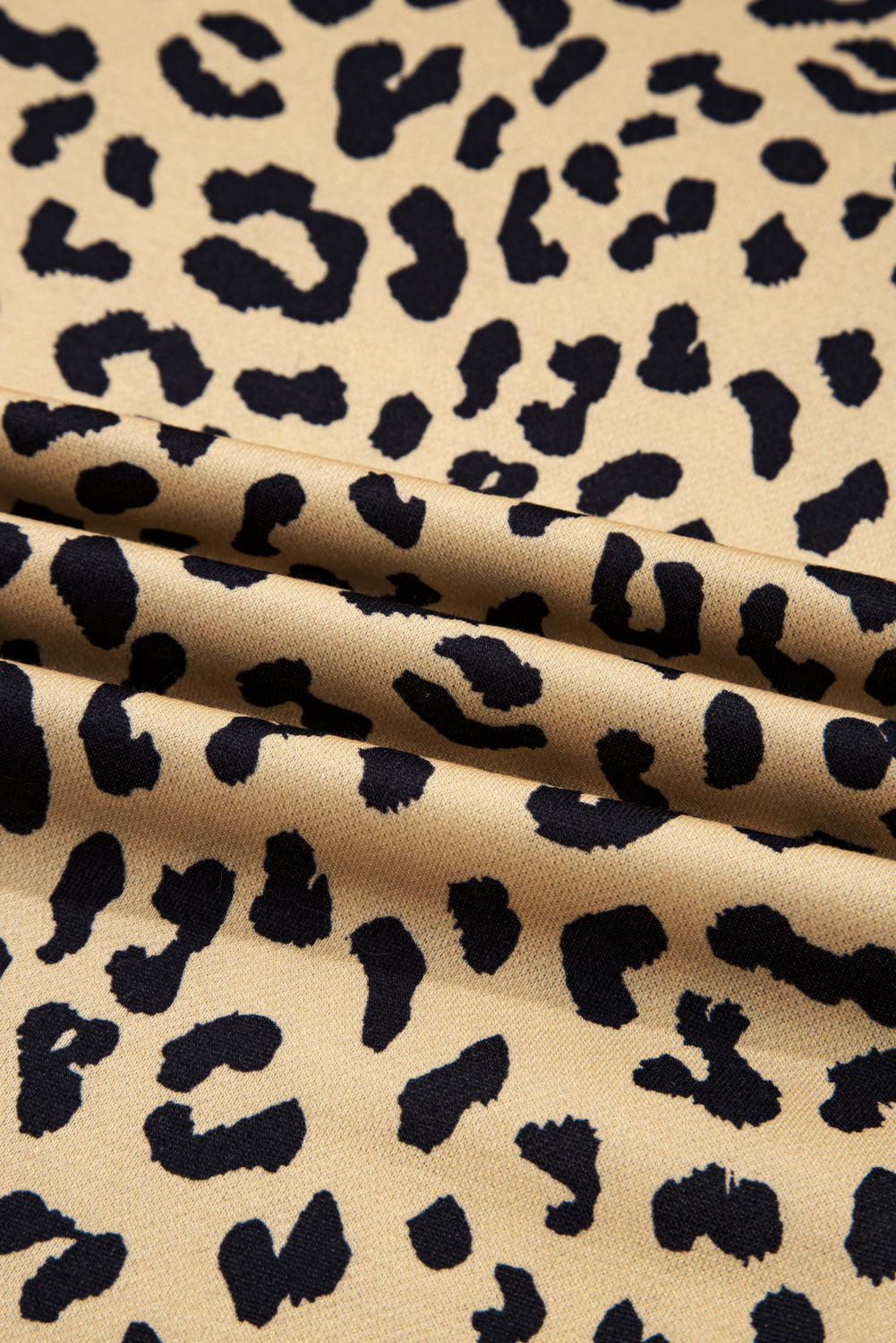Khaki Leopard Striped Patchwork Plus Size Loose Sweatshirt