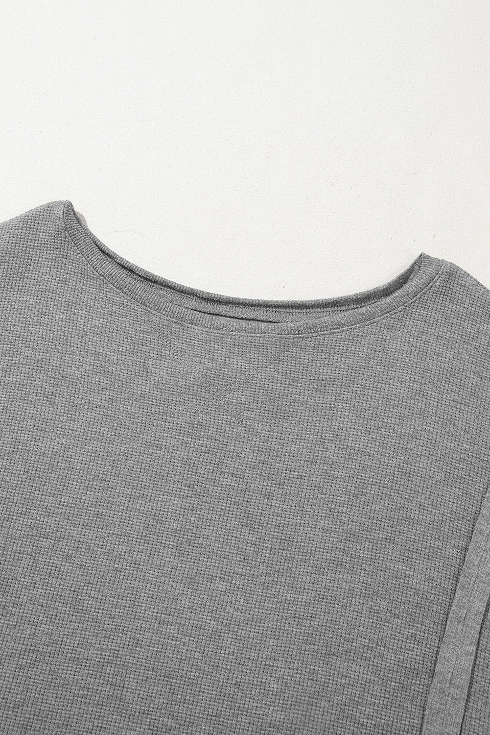 White Waffle knit Bishop Sleeve Split Oversized Top