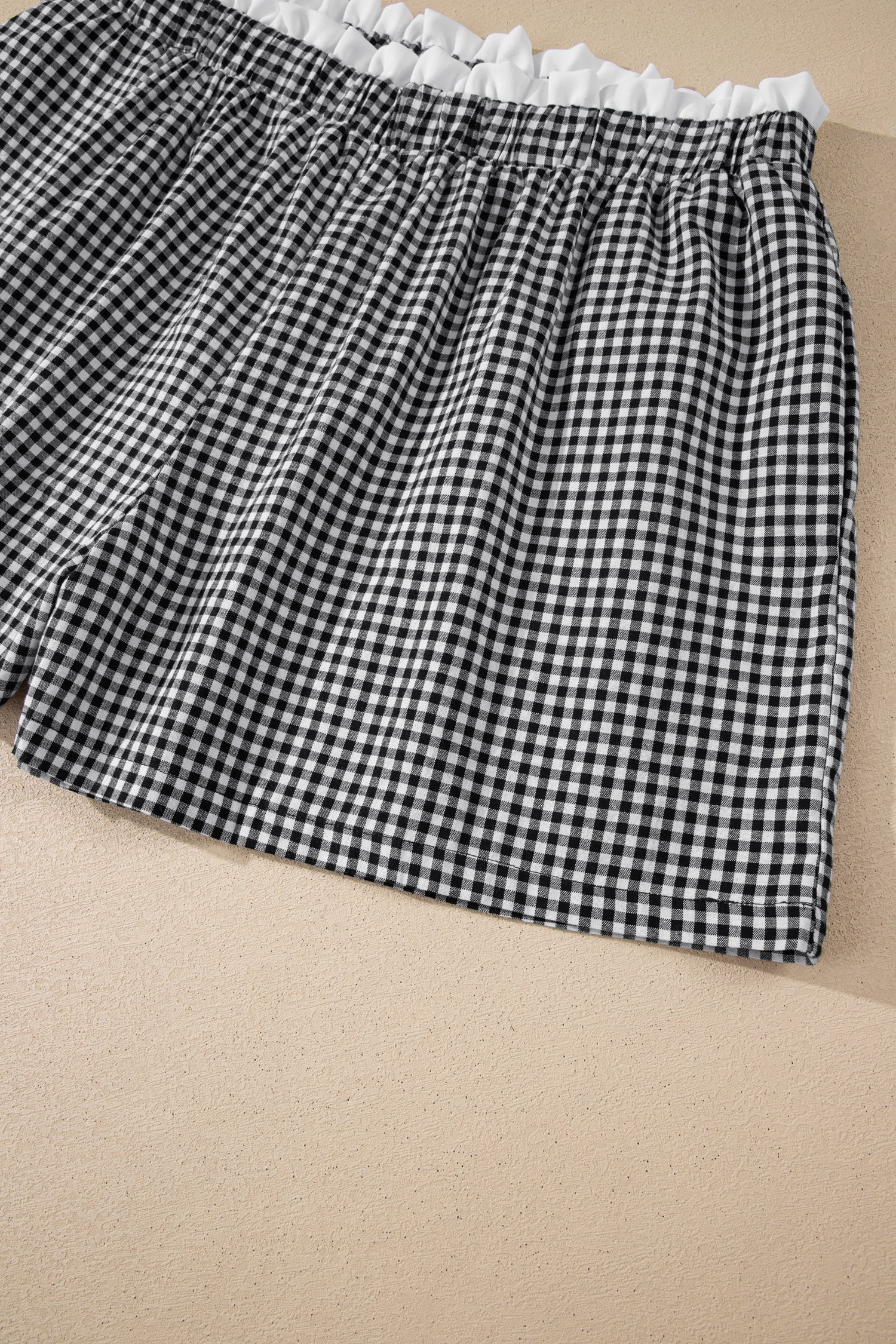 Red Contrast Trim Plaid Print Plus Size Shorts