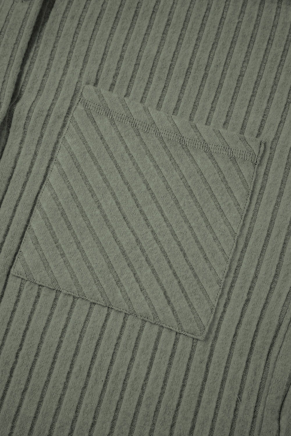 Mist Green Thermal Ribbed Texture Drop Shoulder Button Up Shacket