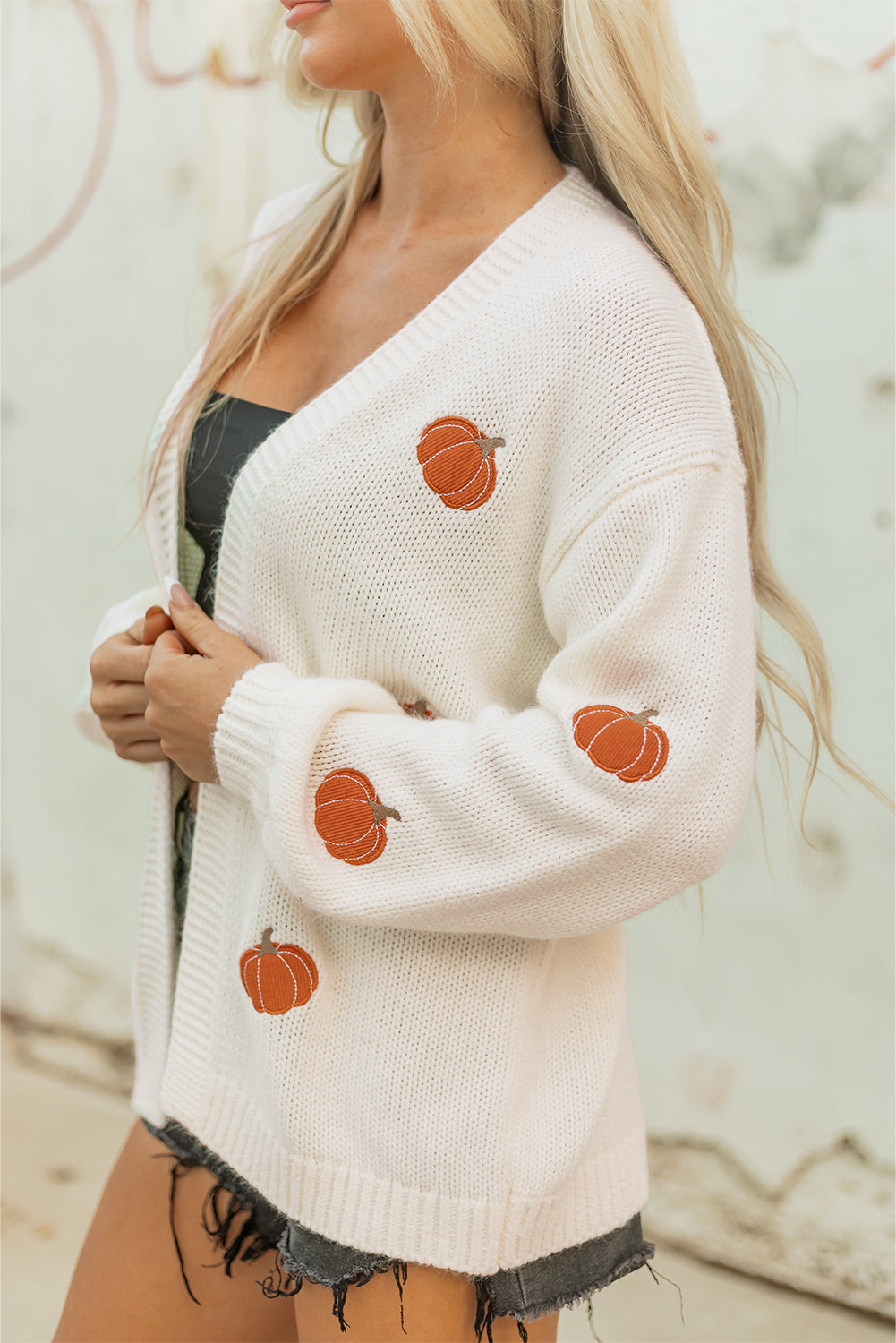 Light Pink Christmas Tree Print Open Front Drop Shoulder Midi Cardigan
