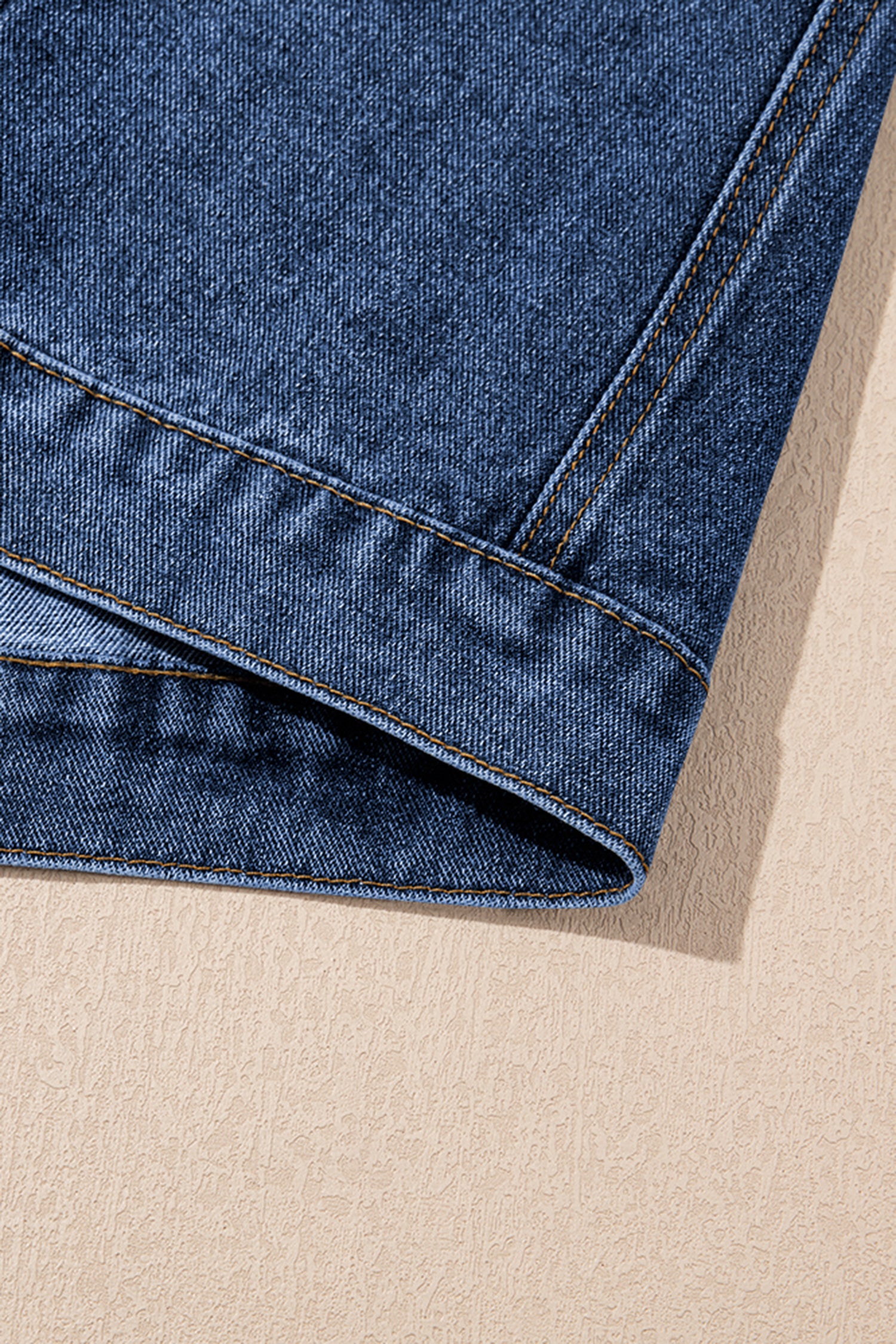 Dark Blue Tailor Seam Detail Button Down Denim Vest