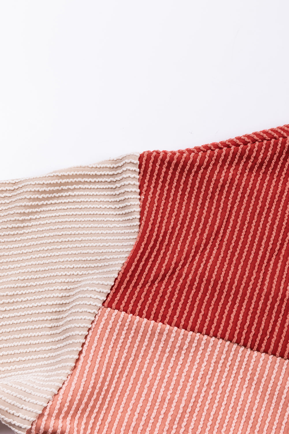 Pale Chestnut Color Block Corded Long Sleeve Top