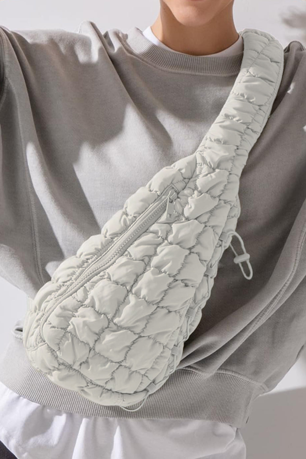 Wisteria Marshmallow Quilted Drawstring Decor Sling Bag