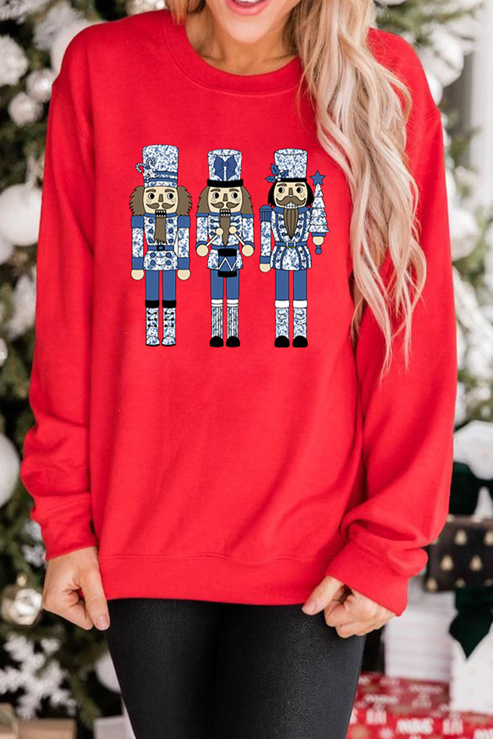 Red Christmas Nutcracker Men Guard Graphic Pullover Sweatshirt