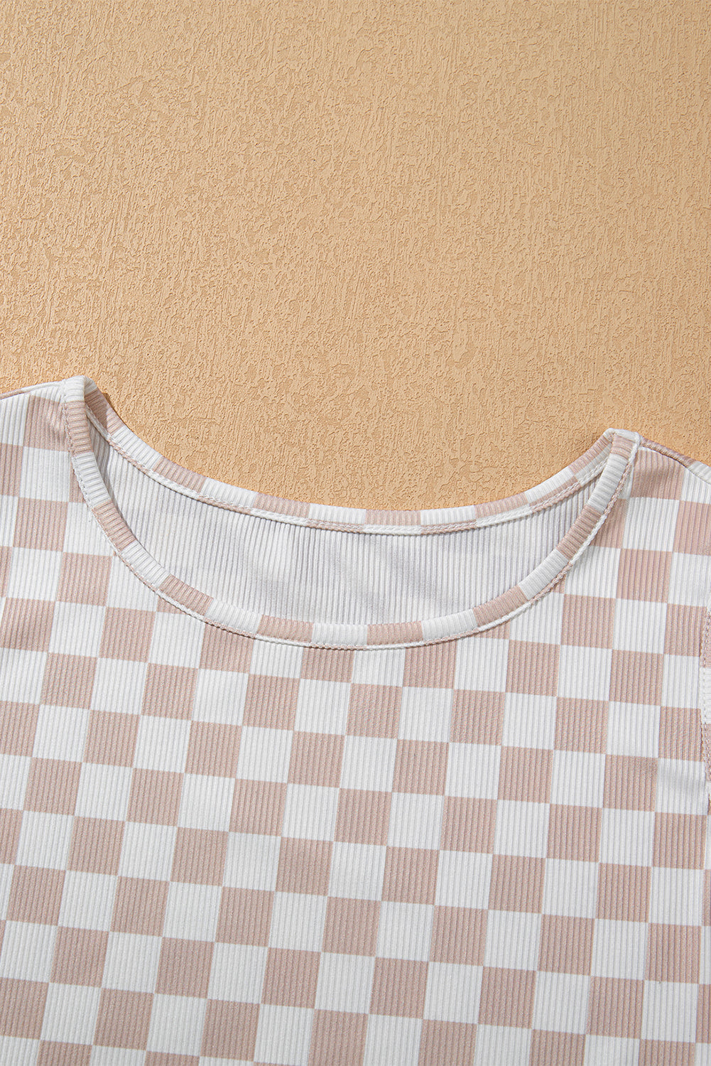 White Ribbed Texture Checkered Print 2pcs Tank and Pants Set