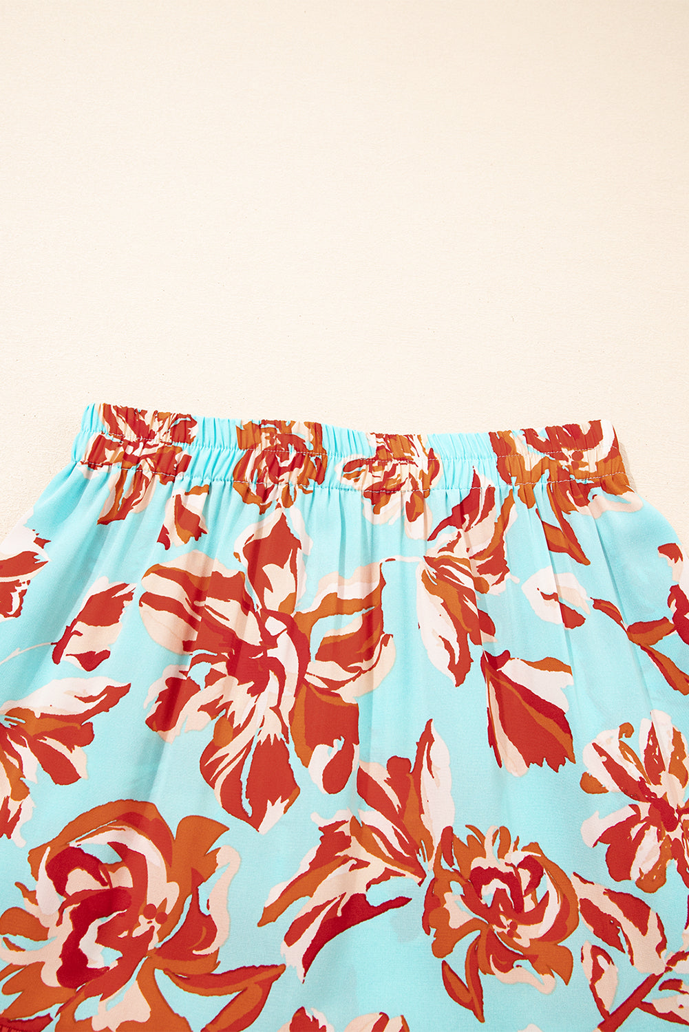 Orange Bohemian Floral Print Tiered Maxi Skirt with Split