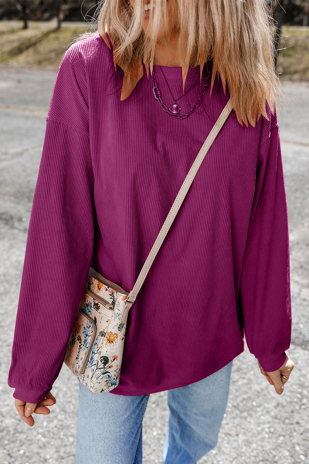 Grass Green Ribbed Corded Oversized Sweatshirt