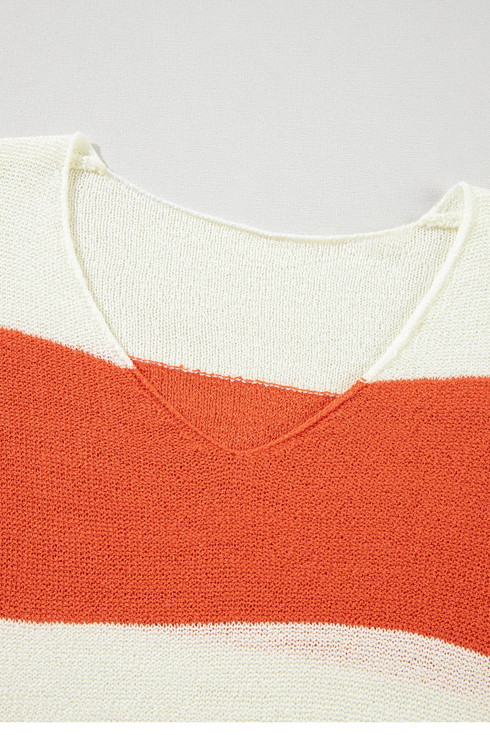 Green Stripe Loose Color Block Drop Shoulder Bubble Sleeve Sweater