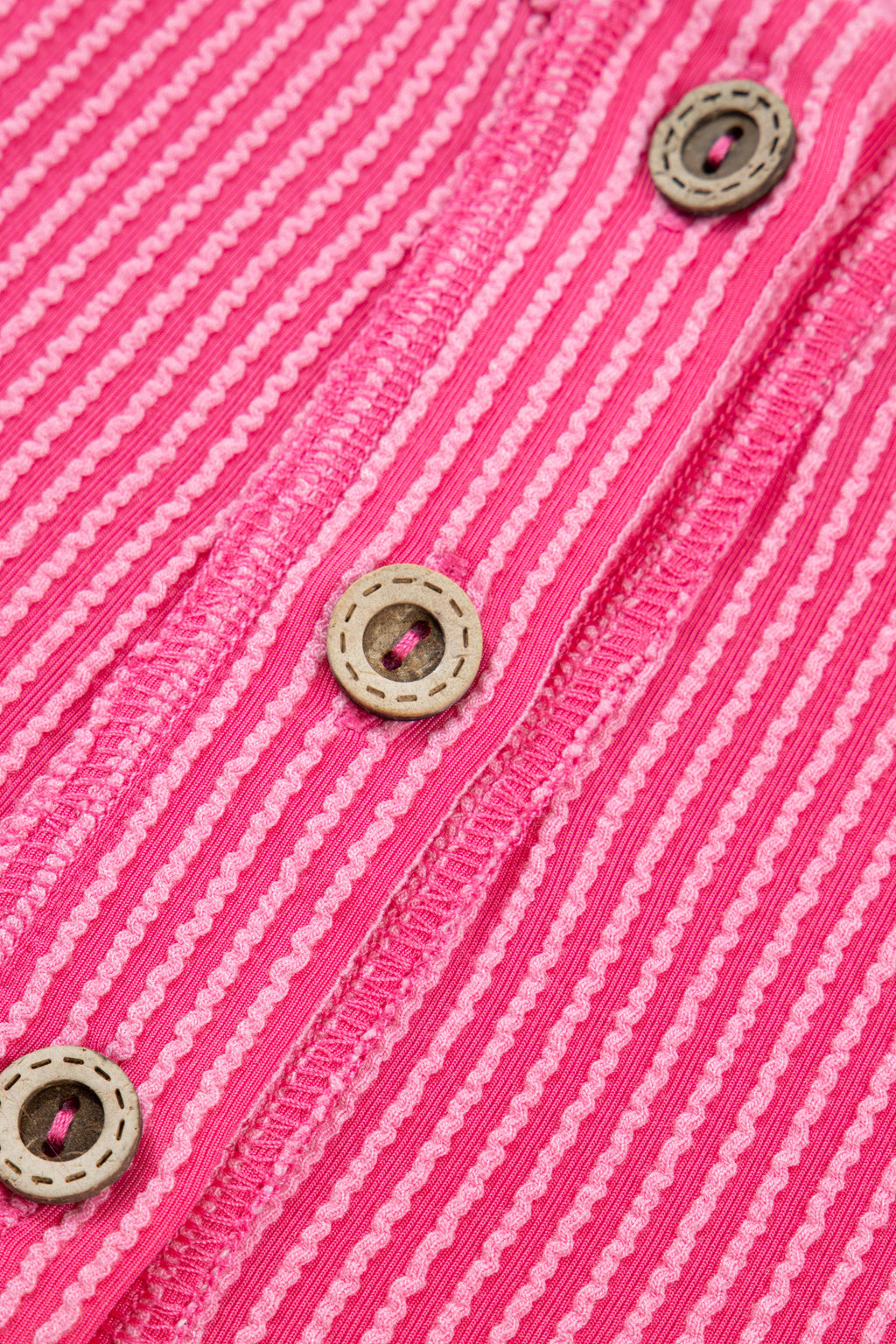 Bright Pink Twisted Ribbed Color Block Patchwork Henley Short Sleeve T Shirt