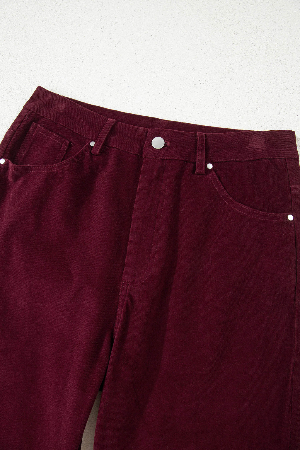 Vineyard Green Corduroy Solid Color High Waist Wide Leg Pants