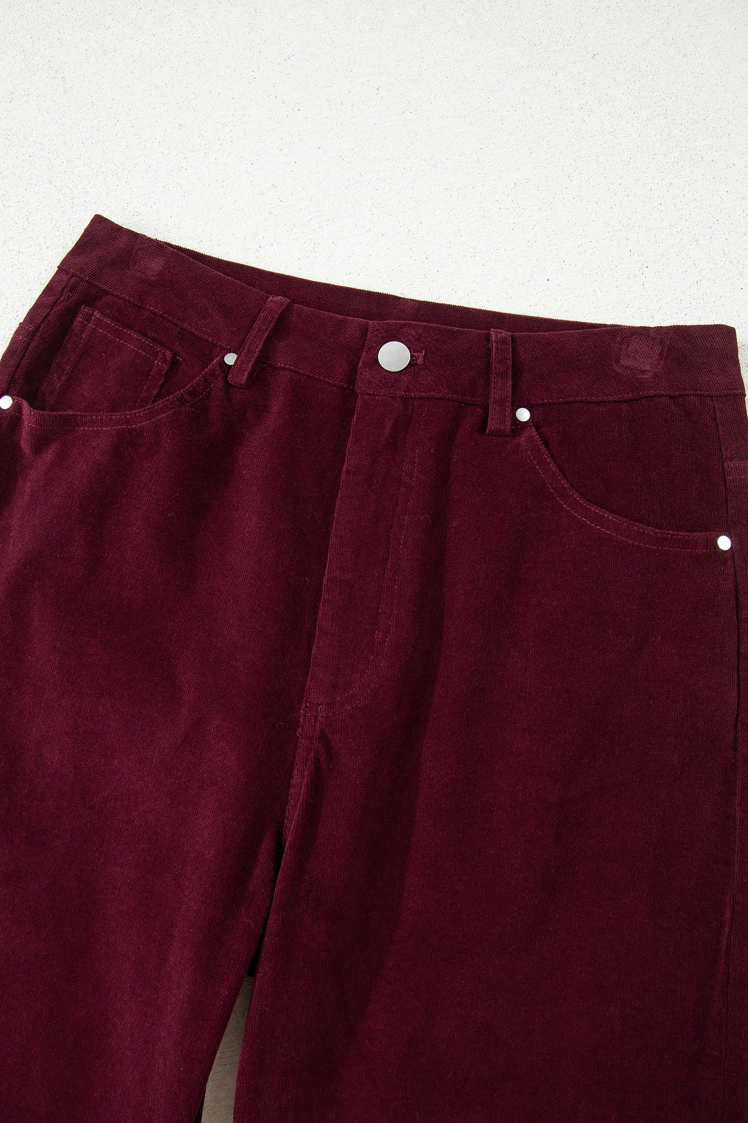 Vineyard Green Corduroy Solid Color High Waist Wide Leg Pants