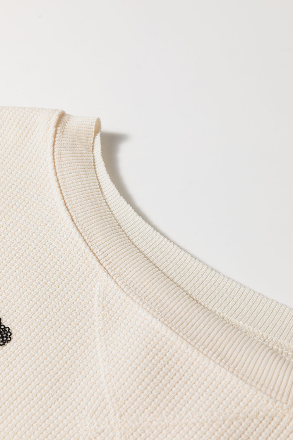 White Waffle knit Bishop Sleeve Split Oversized Top