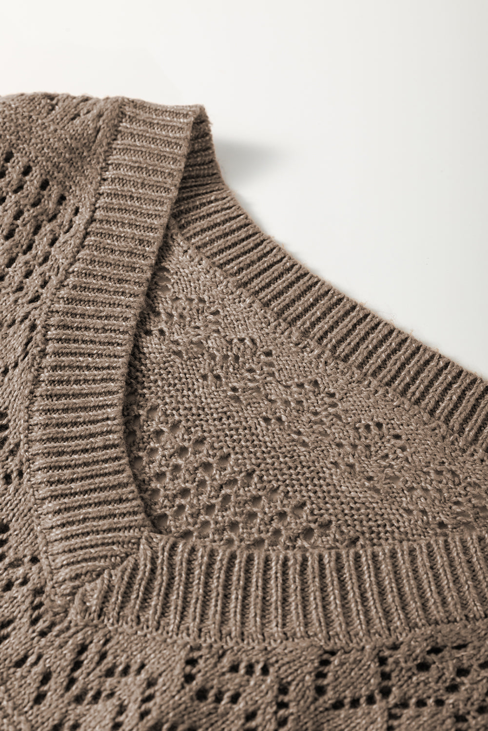Sky Blue Eyelet Pattern Detail V Neck Drop Shoulder Sweater