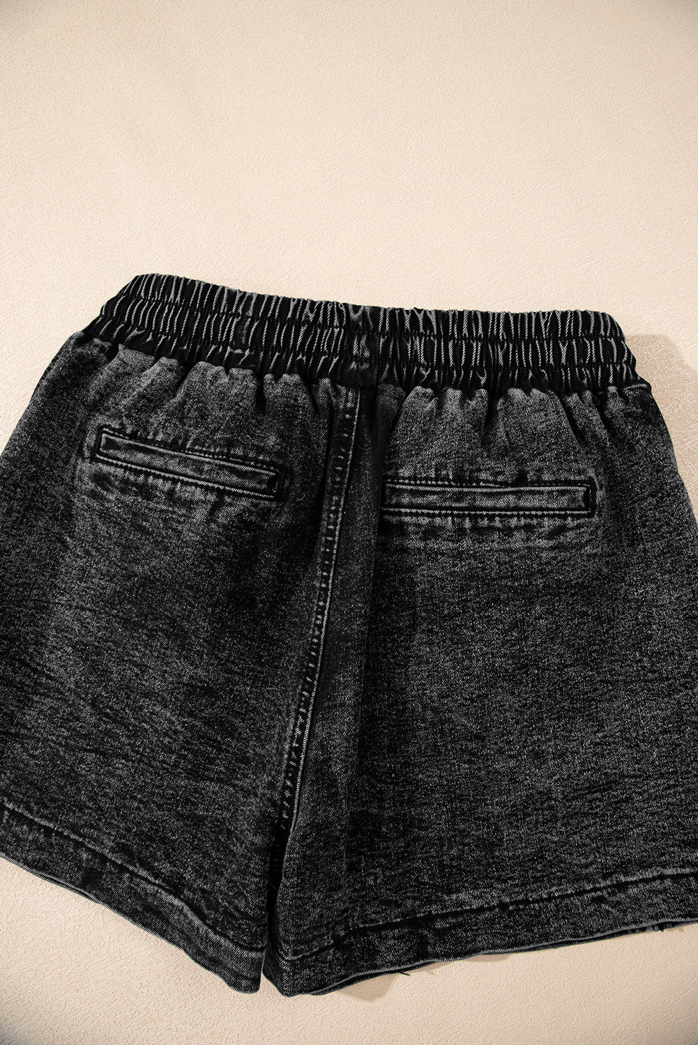 Brown Leopard Print Elastic Waistband Drawstring Denim Skort