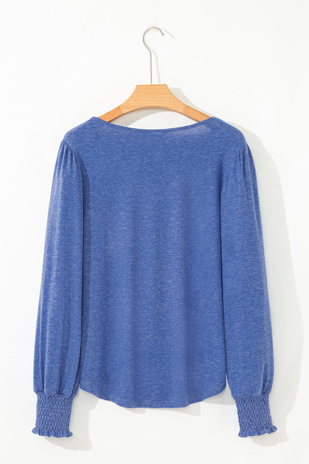 Beige Shirred Shoulder Frilled Cuffs Long Sleeve Top