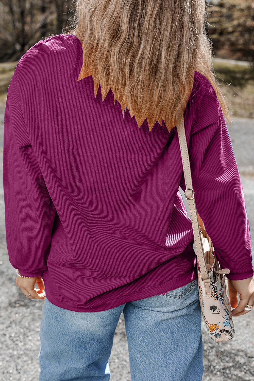 Grass Green Ribbed Corded Oversized Sweatshirt