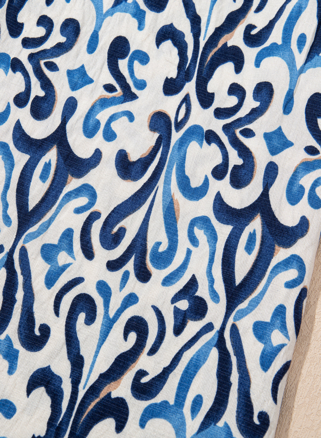 Sky Blue Boho Print Smocked High Waist Maxi Dress