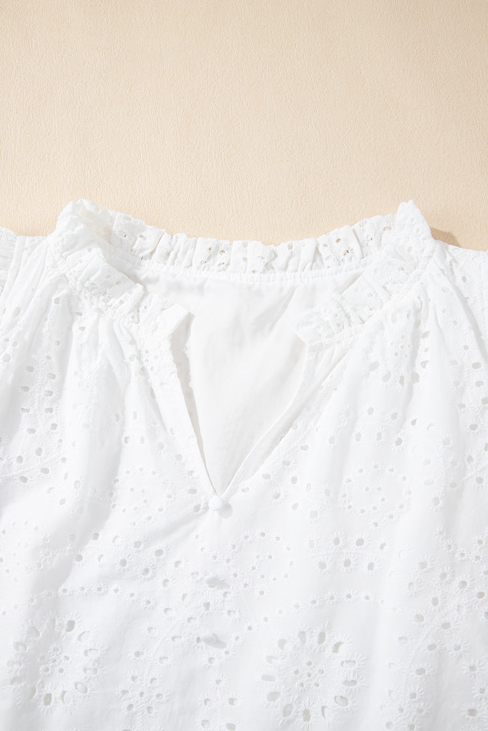 White Broderie Anglaise Ruffle Short Sleeve Blouse