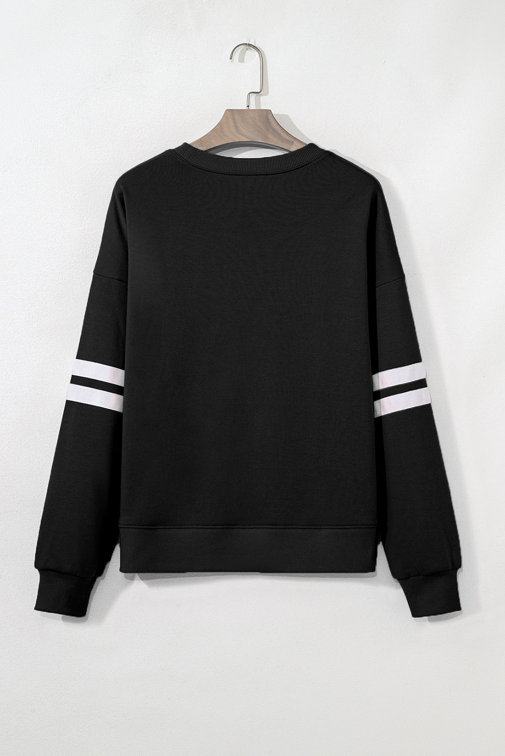 Black Halloween Pumpkin Face Sequin Patched Oversize Varsity Sweatshirt