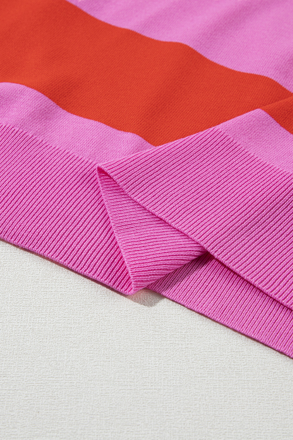 Pink Stripe Colorblock Striped Knitted T shirt