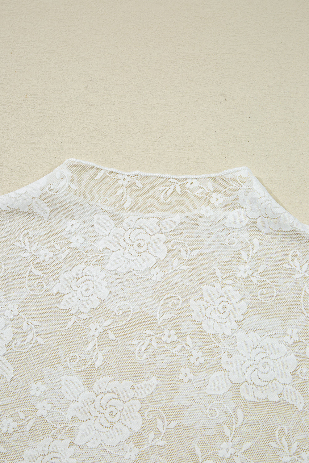 Black Floral Lace Mesh Short Sleeve Sheer Top
