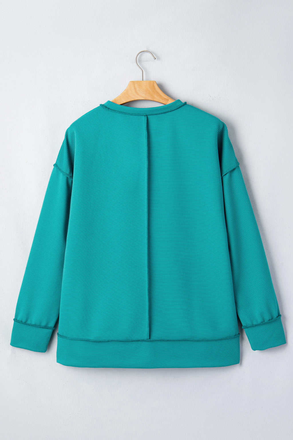 Lavendula Horizontal Ribbed Exposed Seam Detail Drop Shoulder Baggy Pullover