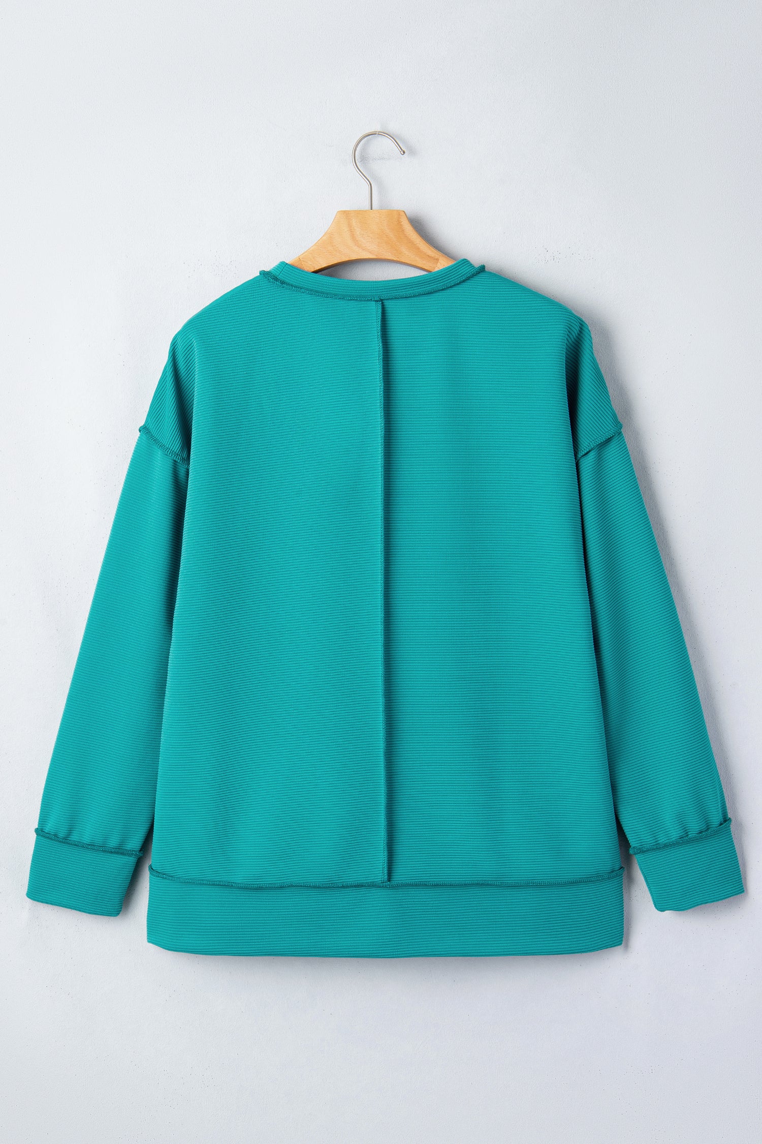Lavendula Horizontal Ribbed Exposed Seam Detail Drop Shoulder Baggy Pullover