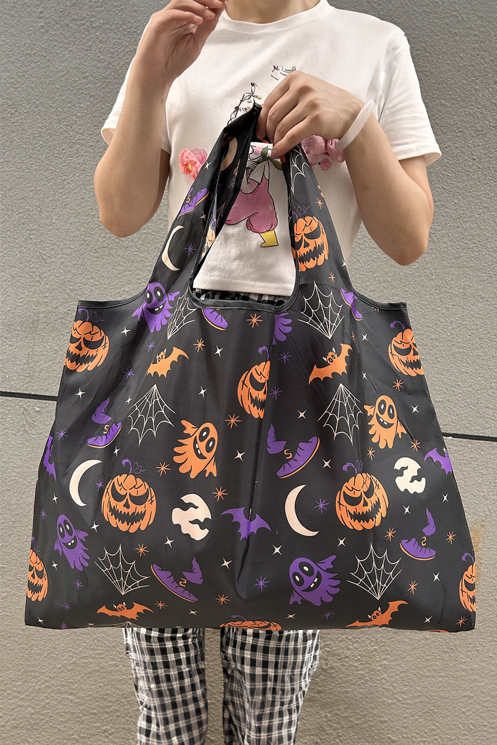 Tillandsia Purple Goth Halloween Oxford Cloth Large Capacity Foldable Tote Bag