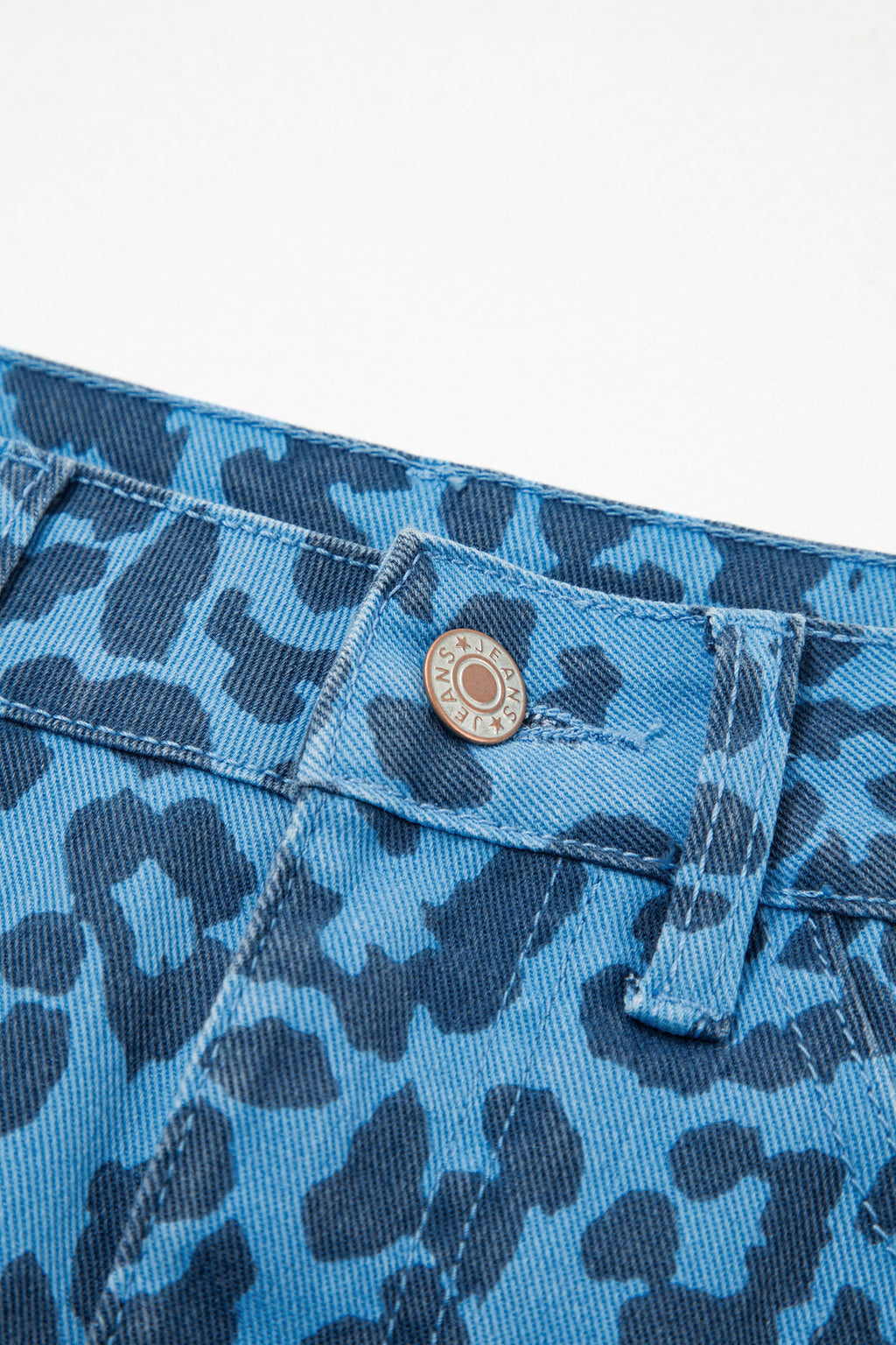 Brown Leopard Denim Frayed Split Denim Midi Skirt