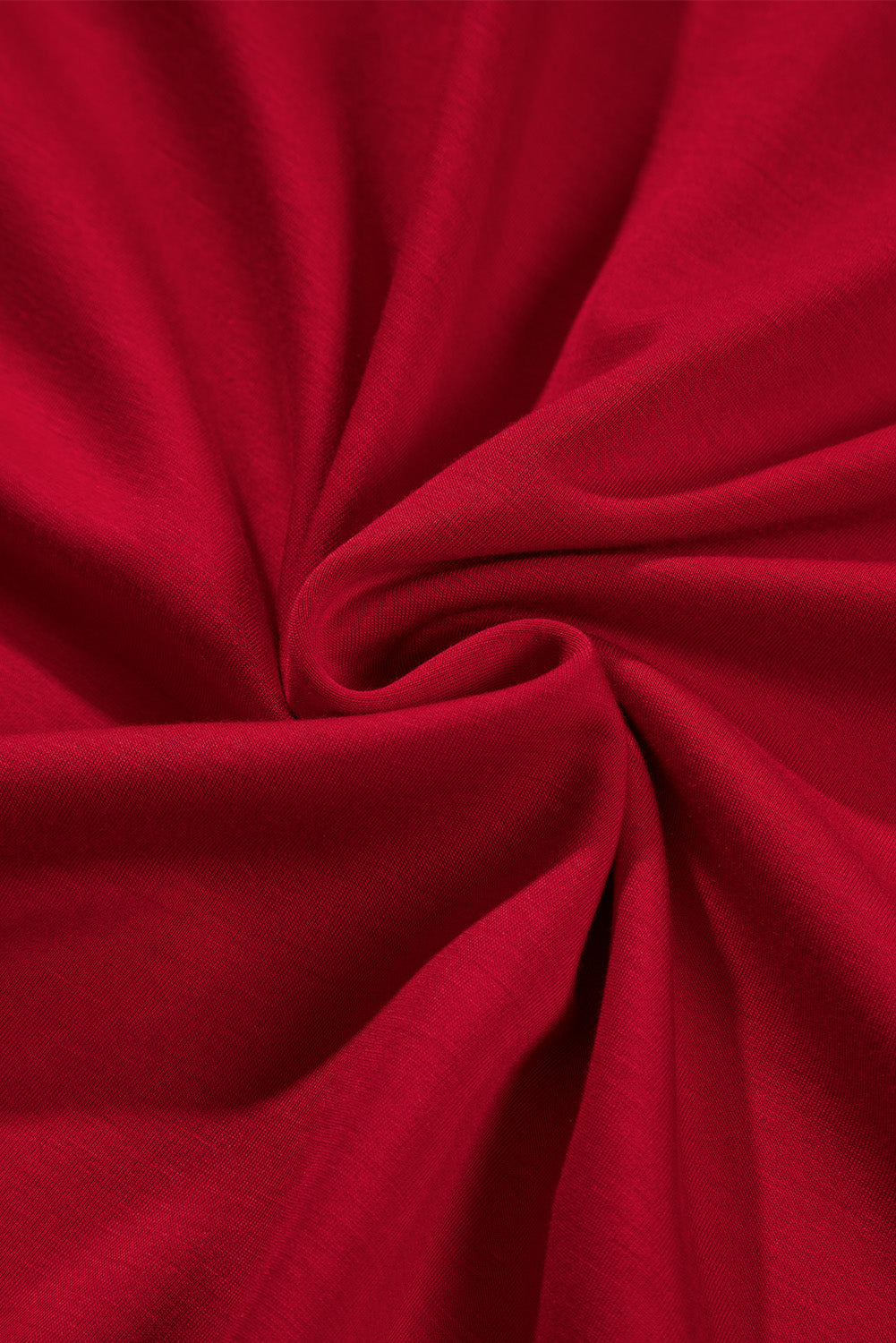 Fiery Red Solid Color Ruched Detail Long Sleeve Midi Dress