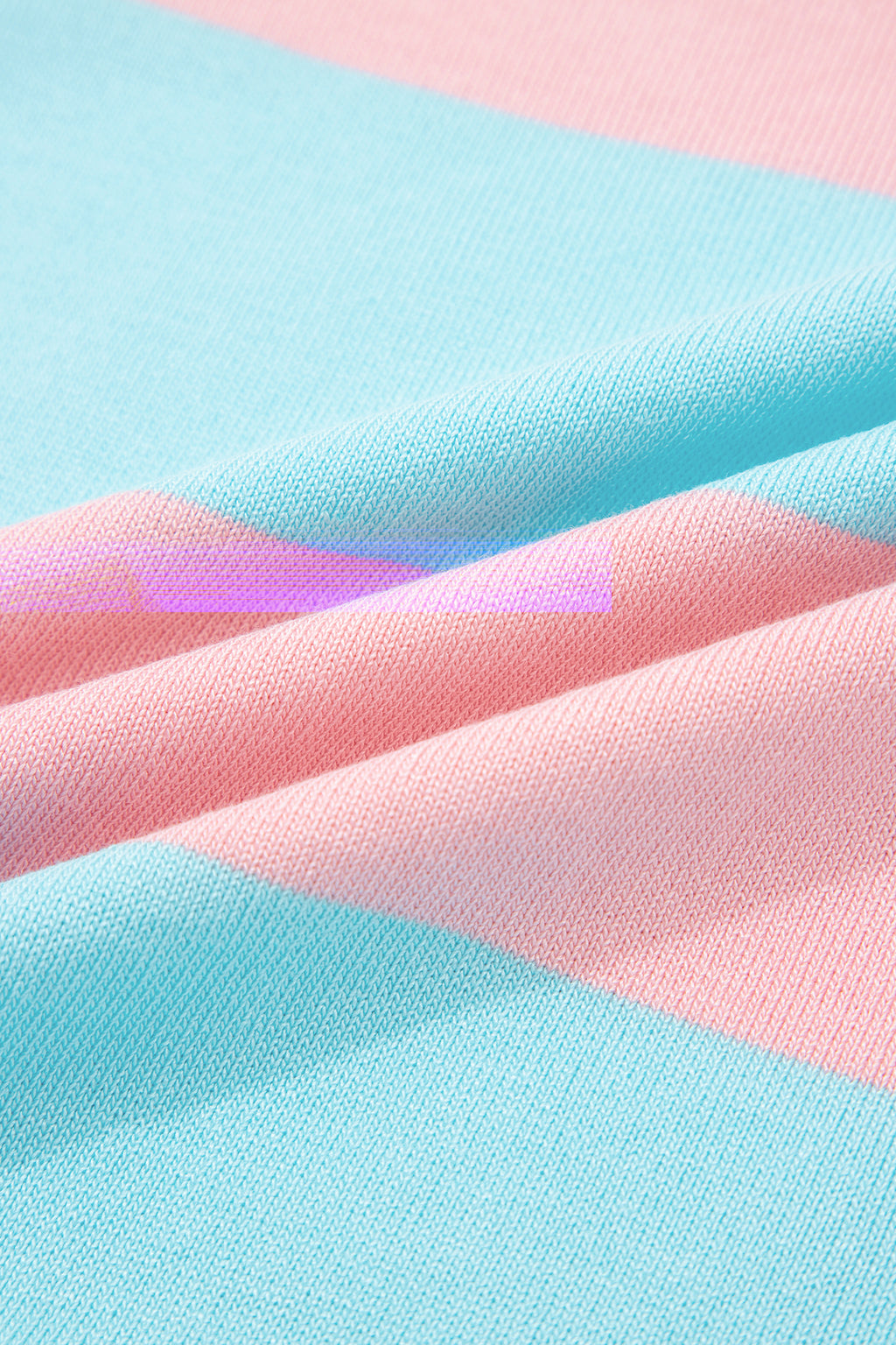 Pink Stripe Colorblock Striped Knitted T shirt