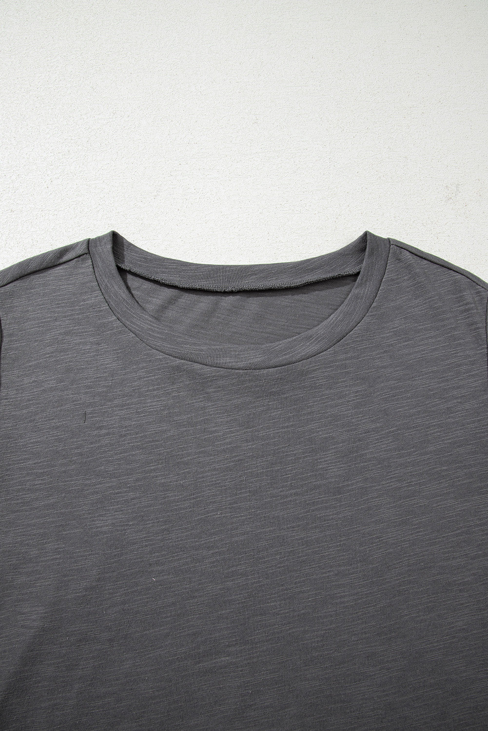 Dark Grey Layered Ruffle Short Sleeve Round Neck Top